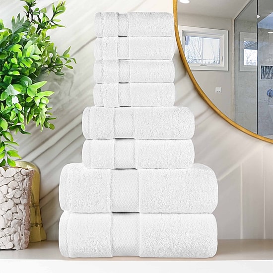 SUPERIOR® Niles Collection | Egyptian Giza Cotton 8-pc. Quick Dry Geometric Bath Towel Set