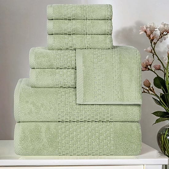 SUPERIOR® Playa Collection | 100% Cotton 8-pc. Quick Dry Solid Bath Towel Set