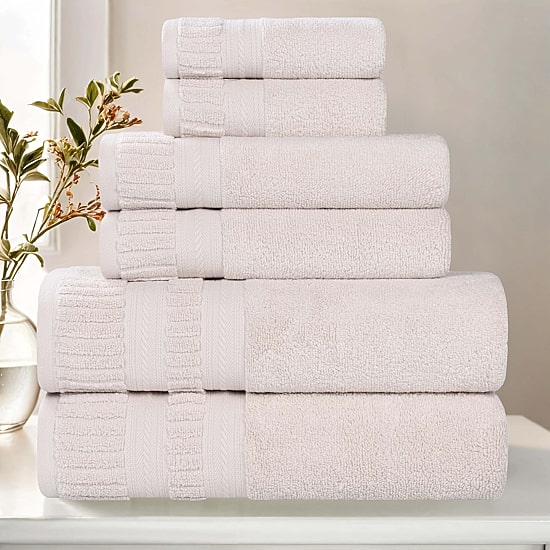 SUPERIOR® Venice Collection | 100% Cotton 6-pc. Quick Dry Solid Bath Towel Set