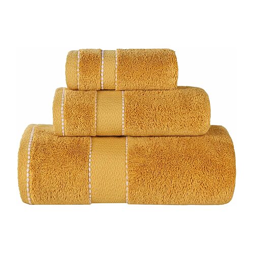 SUPERIOR Niles Collection | Egyptian Giza Cotton 3-pc. Quick Dry Solid Bath Towel Set, One Size, Yellow