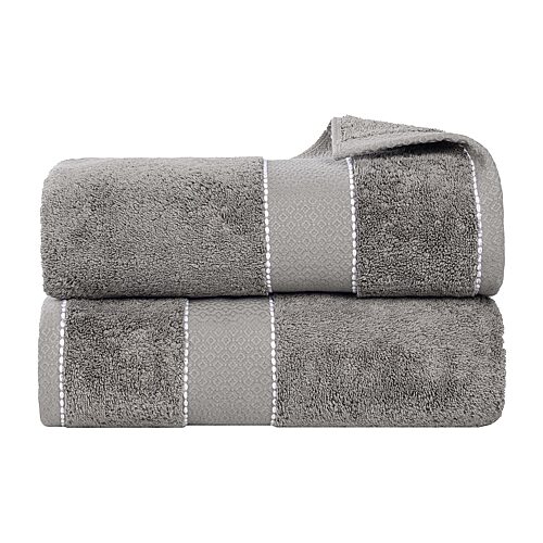 Superior Niles Egypt Produced Giza Dobby Ultra-Plush Thick Soft Absorbent 2-Piece Bath Sheet Set - Charcoal