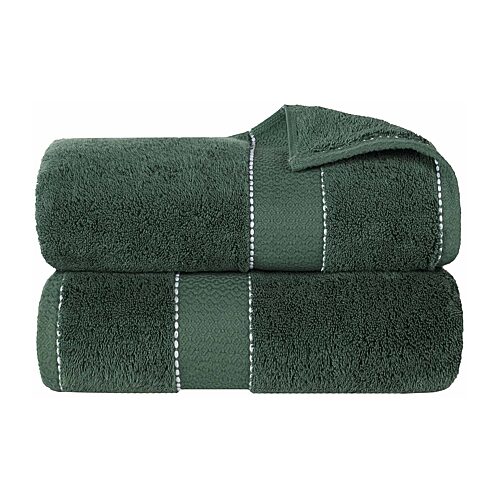 Superior Niles Egypt Produced Giza Dobby Ultra-Plush Thick Soft Absorbent 2-Piece Bath Sheet Set - Green