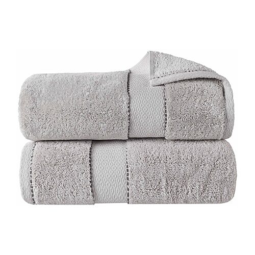 Superior Niles Egypt Produced Giza Dobby Ultra-Plush Thick Soft Absorbent 2-Piece Bath Sheet Set - Platinum