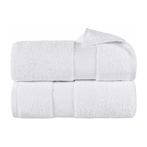 Superior Niles Egypt Produced Giza Dobby Ultra-Plush Thick Soft Absorbent 2-Piece Bath Sheet Set - White