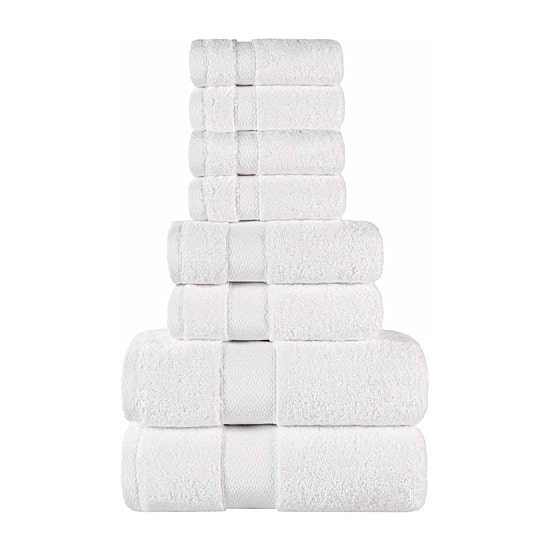 SUPERIOR® Niles Collection | Egyptian Giza Cotton 8-pc. Quick Dry Geometric Bath Towel Set