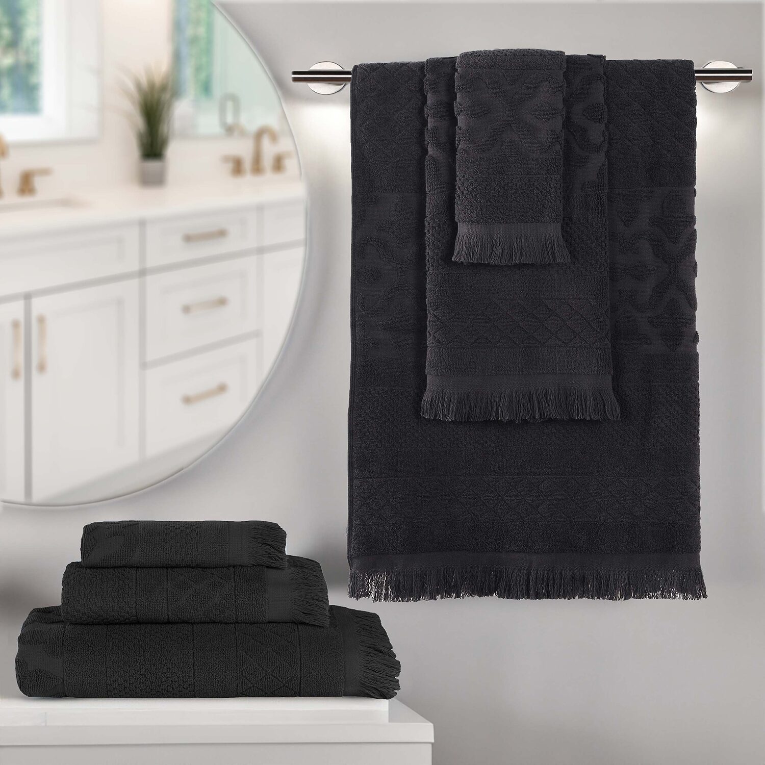 SUPERIOR® Rolla Collection | 100% Cotton 6-pc. Quick Dry Solid Bath Towel Set