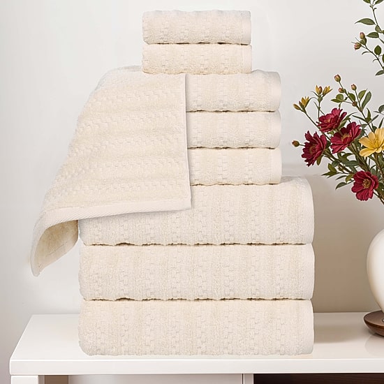 SUPERIOR® Zuma Collection | 100% Cotton 9-pc. Quick Dry Solid Bath Towel Set