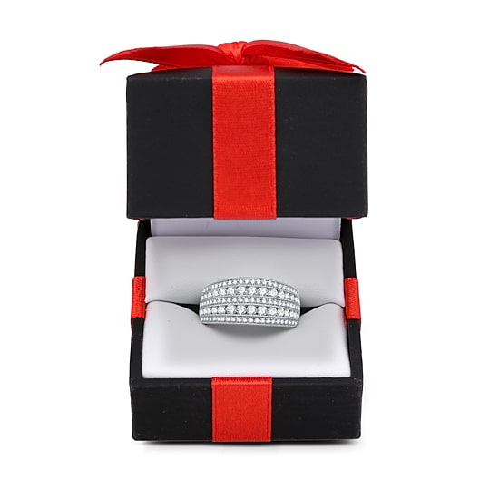 Womens 2mm 1 CT.T.W. Natural Diamond 10K White Gold Anniversary Band