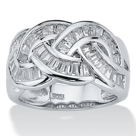DiamonArt® Womens 1 3/4 CT. T.W. White Cubic Zirconia Platinum Over Silver Cocktail Ring