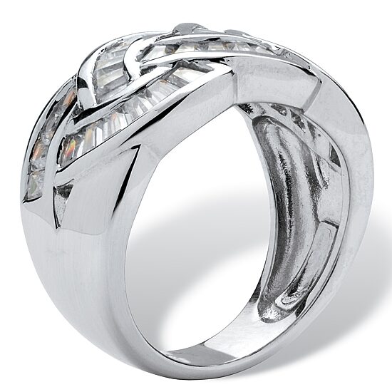 DiamonArt® Womens 1 3/4 CT. T.W. White Cubic Zirconia Platinum Over Silver Cocktail Ring