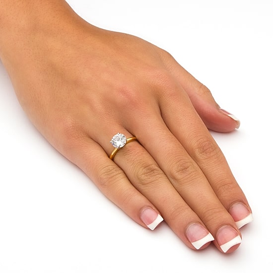 Womens 1 7/8 CT. Cubic Zirconia 18K Gold Over Brass Engagement Ring