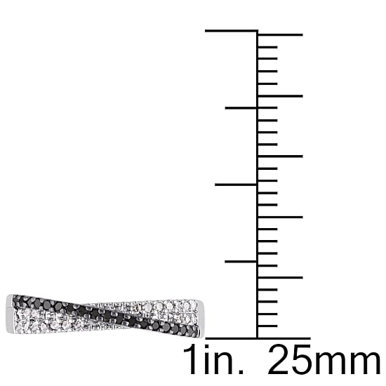 Midnight Black Womens 2.5MM 1/4 CT. T.W. Natural Black Diamond Sterling Silver Band