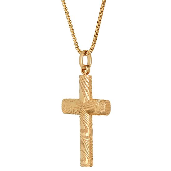 Mens Stainless Steel Cross 24 Inch Pendant Necklace