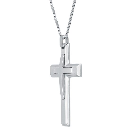 Mens Cross 24 Inch Pendant Necklace