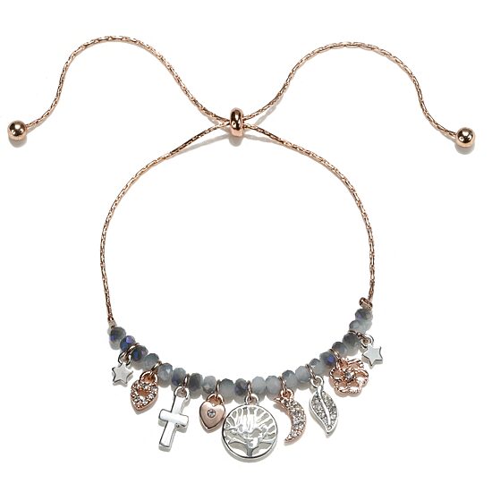 Bijoux Bar Delicates Two Tone Tree Of Life Womens Cross Flower Heart Bolo Bracelet