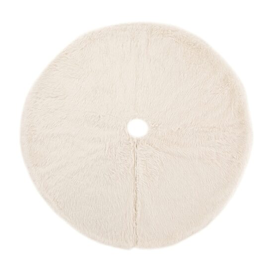 Glitzhome White Plush Knit Indoor Tree Skirt