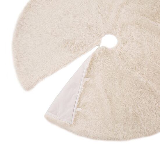 Glitzhome White Plush Knit Indoor Tree Skirt