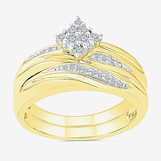 Womens 1/6 CT. T.W. Natural White Diamond 10K Gold Bridal Set