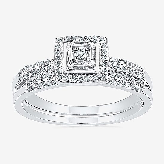 Womens 1/3 CT.T.W. Natural Diamond Sterling Silver Bridal Set