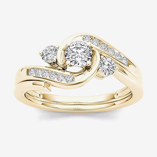 1/2 CT.T.W. Natural Diamond 10K Yellow Gold Bridal Ring Set