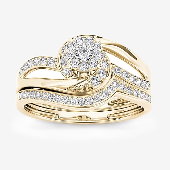 1/3 CT.T.W. Natural Diamond 10K Yellow Gold Bridal Set