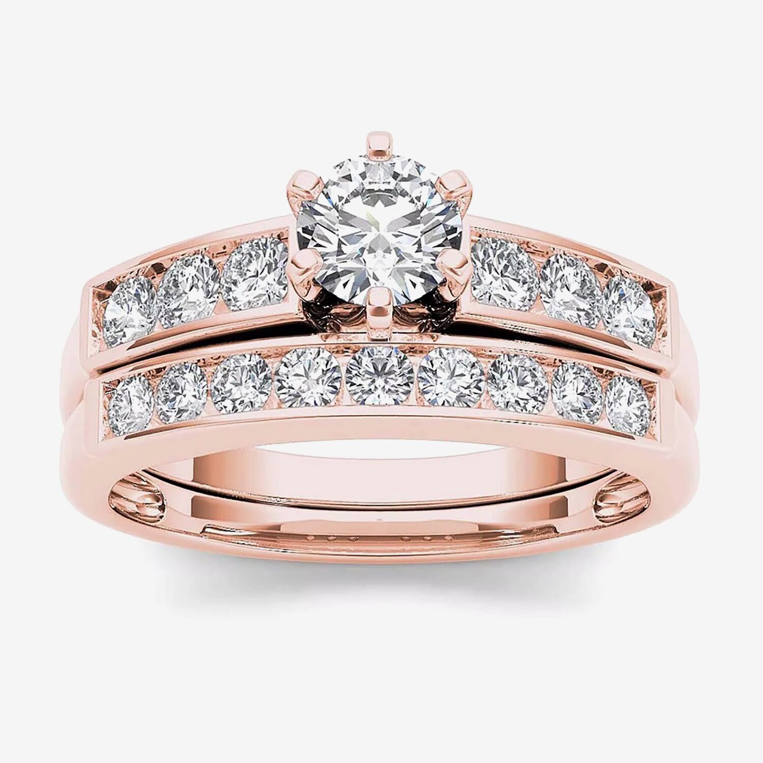 1 CT.T.W. Natural Diamond 14K Rose Gold Bridal Set