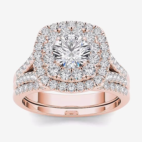 2 CT.T.W. Natural Diamond 14K Rose Gold Bridal Set