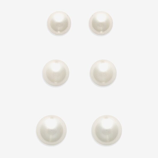 Mixit Womens White Glass Simulated Pearl Hypoallergenic 3 Pair Earring Set