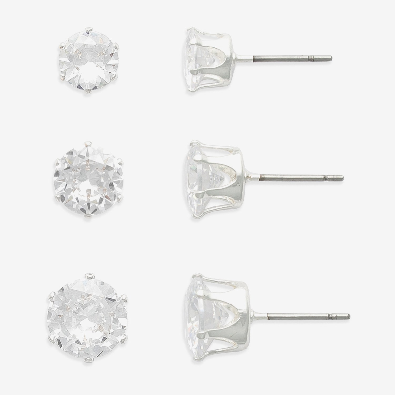Mixit Womens Cubic Zirconia Hypoallergenic 3 Pair Earring Set
