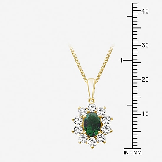Womens Oval-cut Gemstone & 3/4 CT. T.W. Lab-Grown Diamond 10K Gold Pendant Necklace