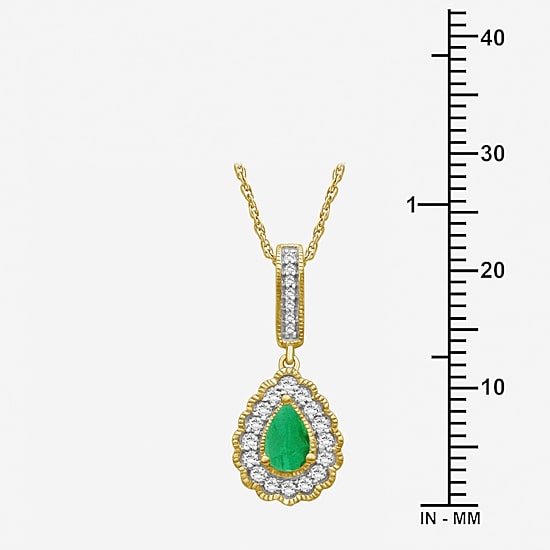 Womens Gemstone & 1/7 CT. T.W. Natural Diamond 10K Gold Pear 18 Inch Pendant Necklace