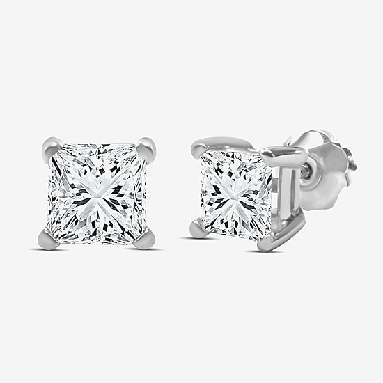 Premier Collection 1 CT. T.W.  Natural Diamond Princess-Cut Stud Earrings in 14K Gold