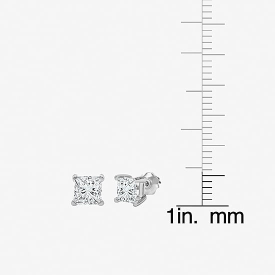 Premier Collection 1 CT. T.W.  Natural Diamond Princess-Cut Stud Earrings in 14K Gold