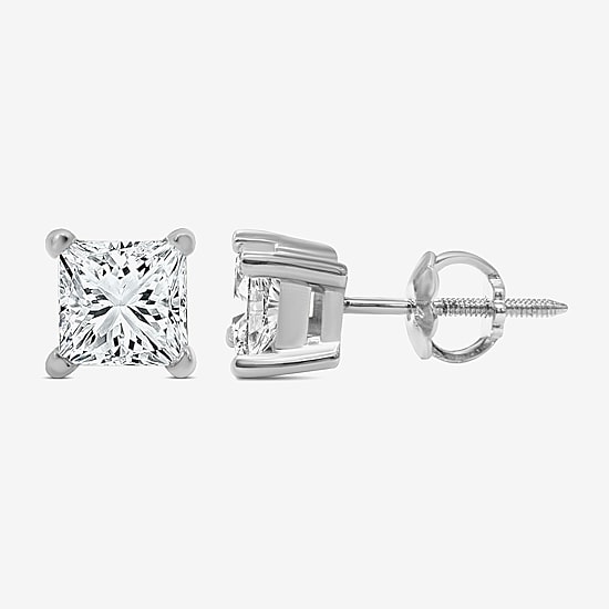 Premier Collection 1 CT. T.W.  Natural Diamond Princess-Cut Stud Earrings in 14K Gold