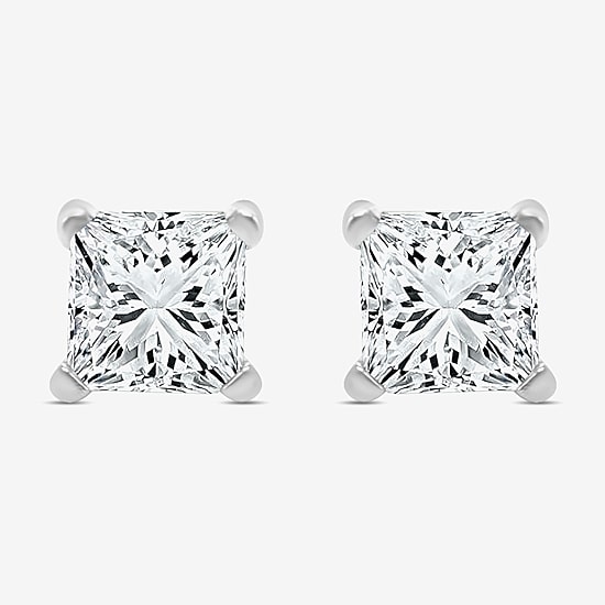 Premier Collection 1 CT. T.W.  Natural Diamond Princess-Cut Stud Earrings in 14K Gold