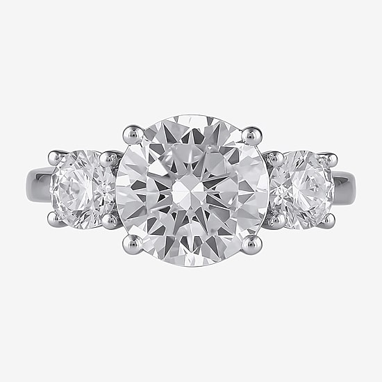 Love Lives Forever (G / I1) Womens 4 CT. T.W. Lab Grown White Diamond 10K Gold Round 3-Stone Engagement Ring
