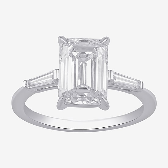 Love Lives Forever (F / Si2) Womens 3 1/6 Ct. T.W. Lab Grown White Diamond 10K Gold 3-Stone Engagement Ring