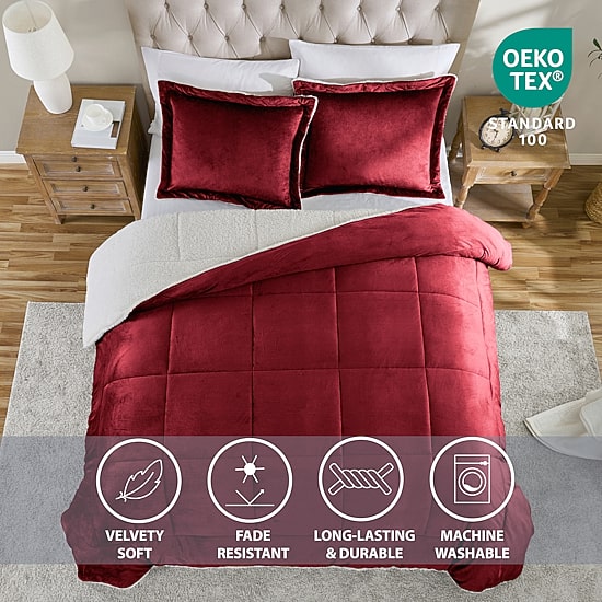 Swift Home Reversible Micro-Mink And Sherpa Midweight Down Alternative Comforter Set