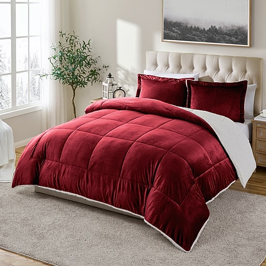 Swift Home Reversible Micro-Mink And Sherpa Midweight Down Alternative Comforter Set