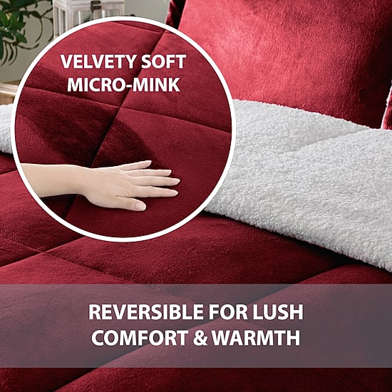Swift Home Reversible Micro-Mink And Sherpa Midweight Down Alternative Comforter Set