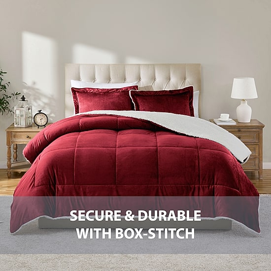 Swift Home Reversible Micro-Mink And Sherpa Midweight Down Alternative Comforter Set