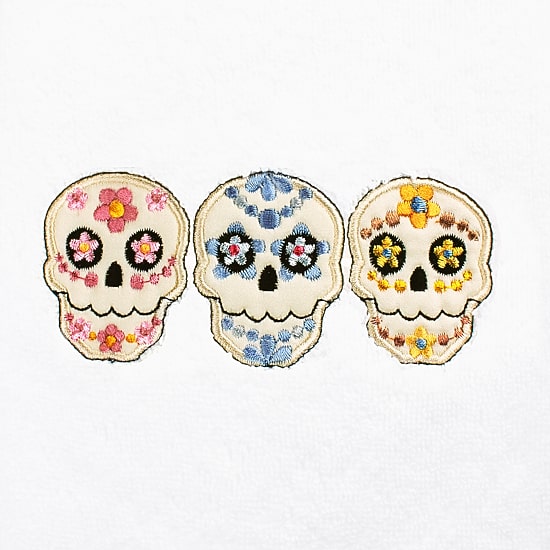 Linum Home Textiles Skulls Embroidered 2-pc. Hand Towel