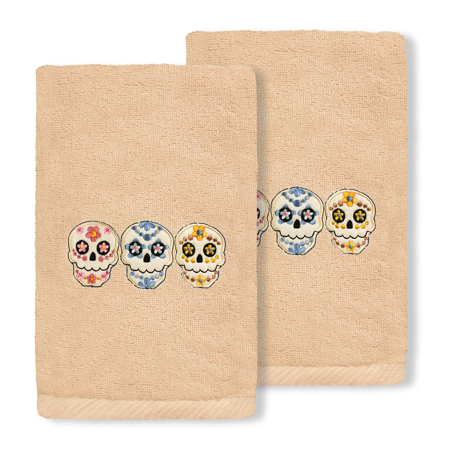 Linum Home Textiles Skulls Embroidered 2-pc. Hand Towel