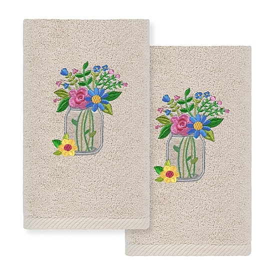 Linum Home Textiles Flower Crown Embroidered 2-pc. Hand Towel
