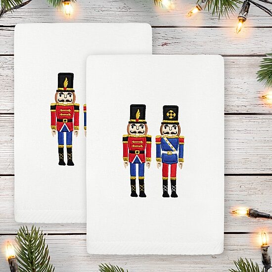 Linum Home Textiles Nutcrackers Embroidered 2-pc. Hand Towel