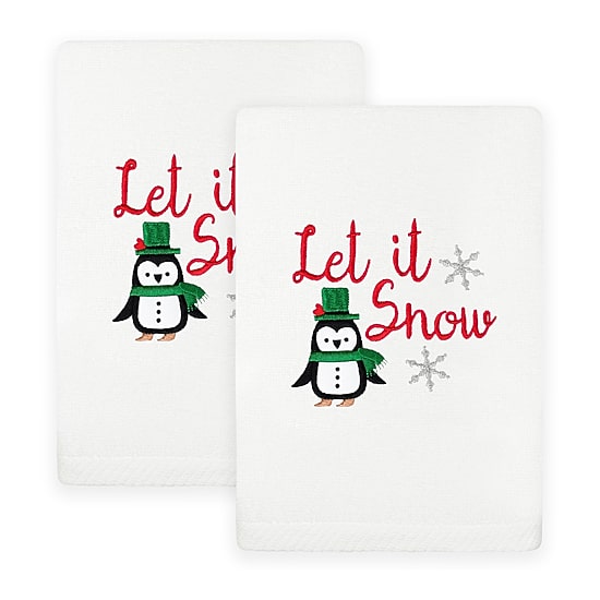 Linum Home Textiles Let It Snow Embroidered 2-pc. Hand Towel