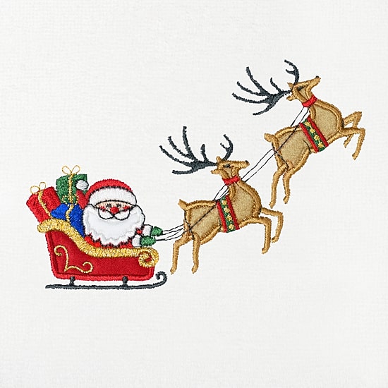 Linum Home Textiles Santas Sled Embroidered 2-pc. Hand Towel