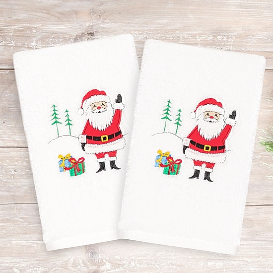 Linum Home Textiles Xmas Santa Waving 2-pc. Hand Towel