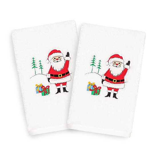 Linum Home Textiles Xmas Santa Waving 2-pc. Hand Towel