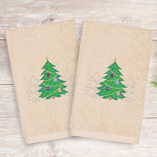 Linum Home Textiles Xmas Three Trees 2-pc. Hand Towel